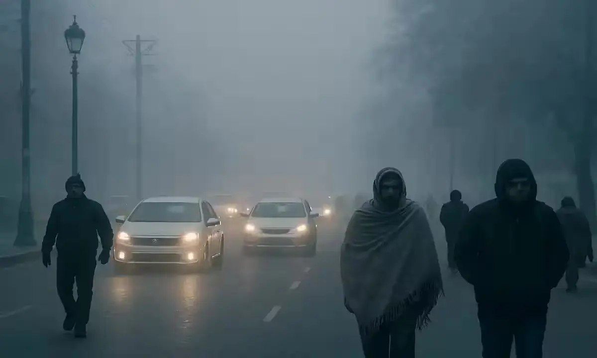 Foggy morning traffic in Lucknow due to cold weather