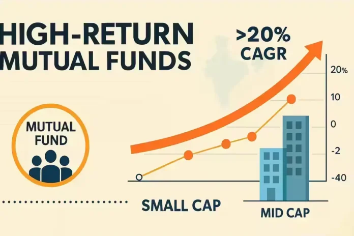 High-return mutual funds showing over 20% CAGR growth chart