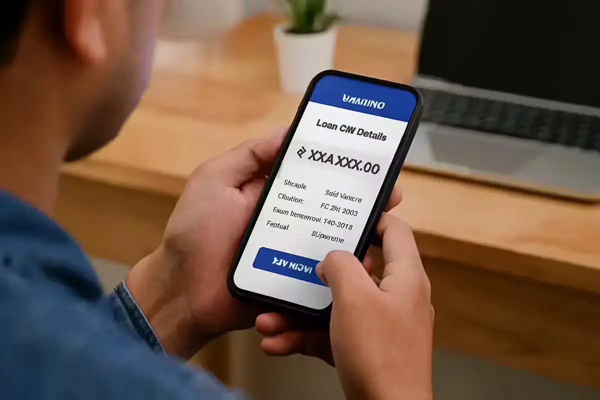 Home loan borrower checking SBI interest rate on bank app