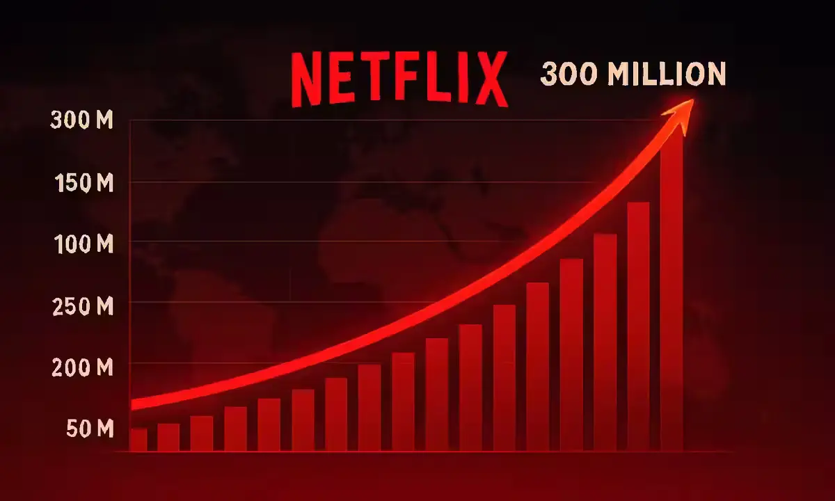Netflix global subscriber growth concept showing rise toward 300 million users