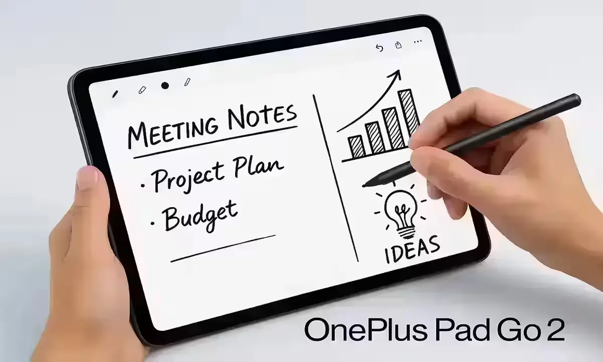 OnePlus Pad Go 2 stylus in use for note-taking