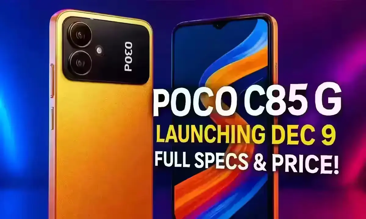 Poco C85 5G smartphone front and back design – launching December 9, 2025
