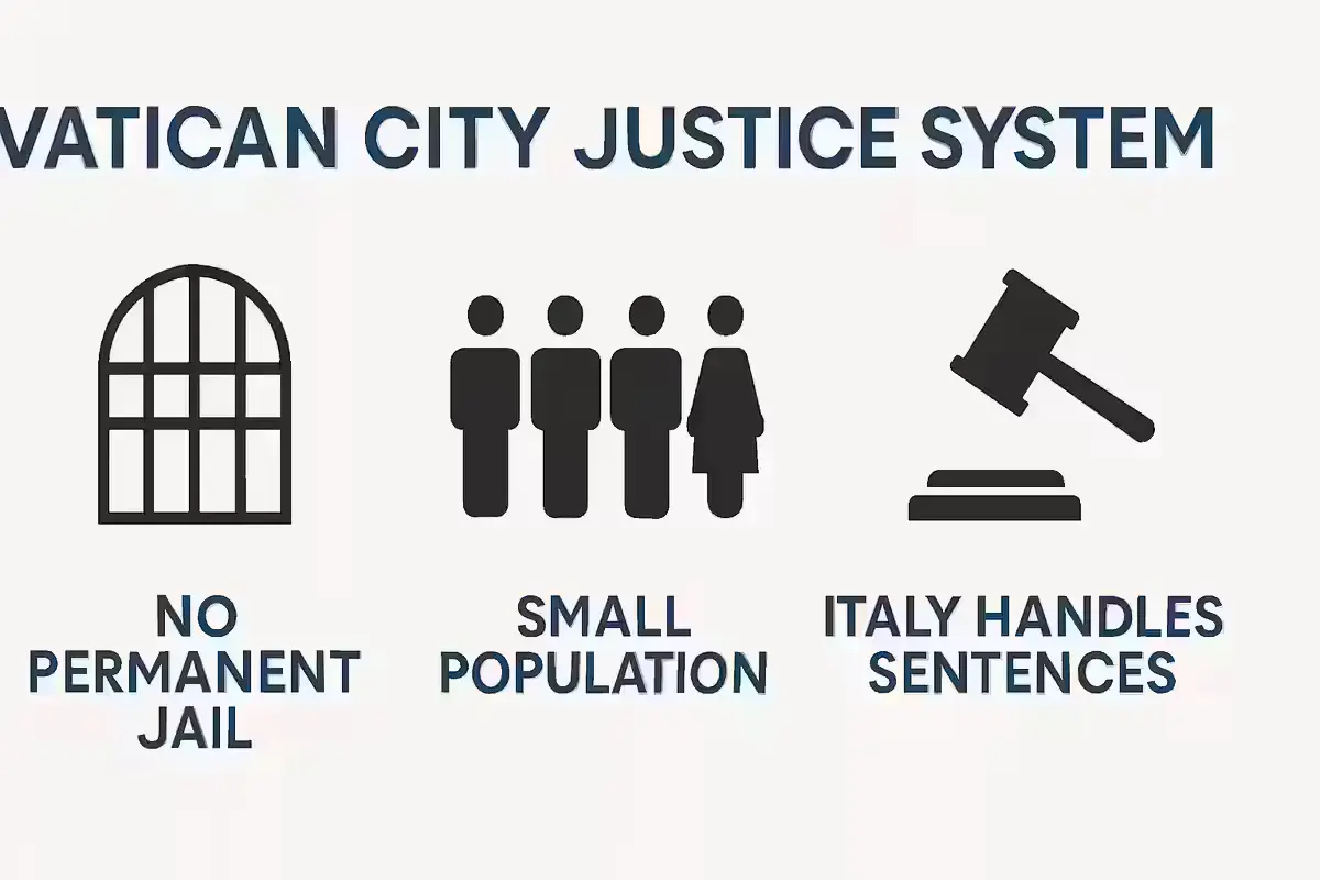 Vatican City justice system infographic explaining no permanent prisons