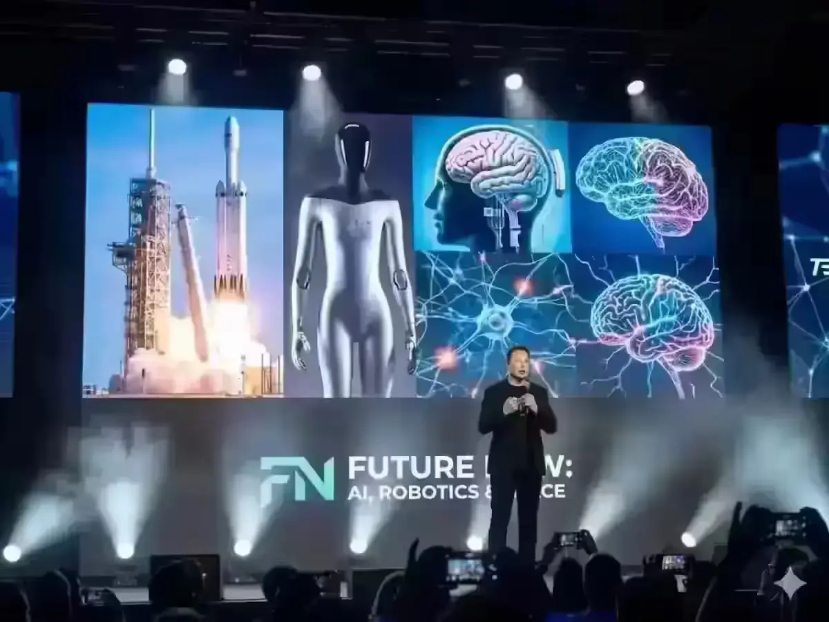 Elon Musk speaking at a technology event
