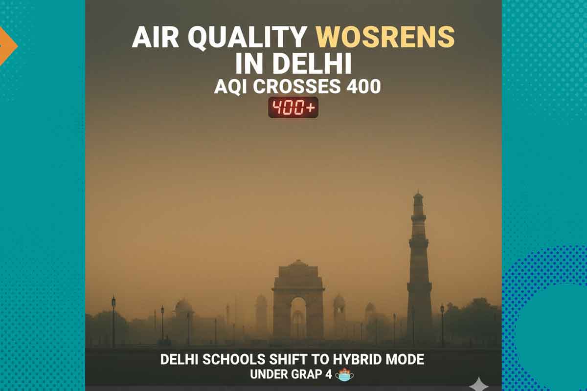 Air quality worsens in Delhi as AQI Crosses 400; Delhi schools shift to hybrid mode under GRAP 4