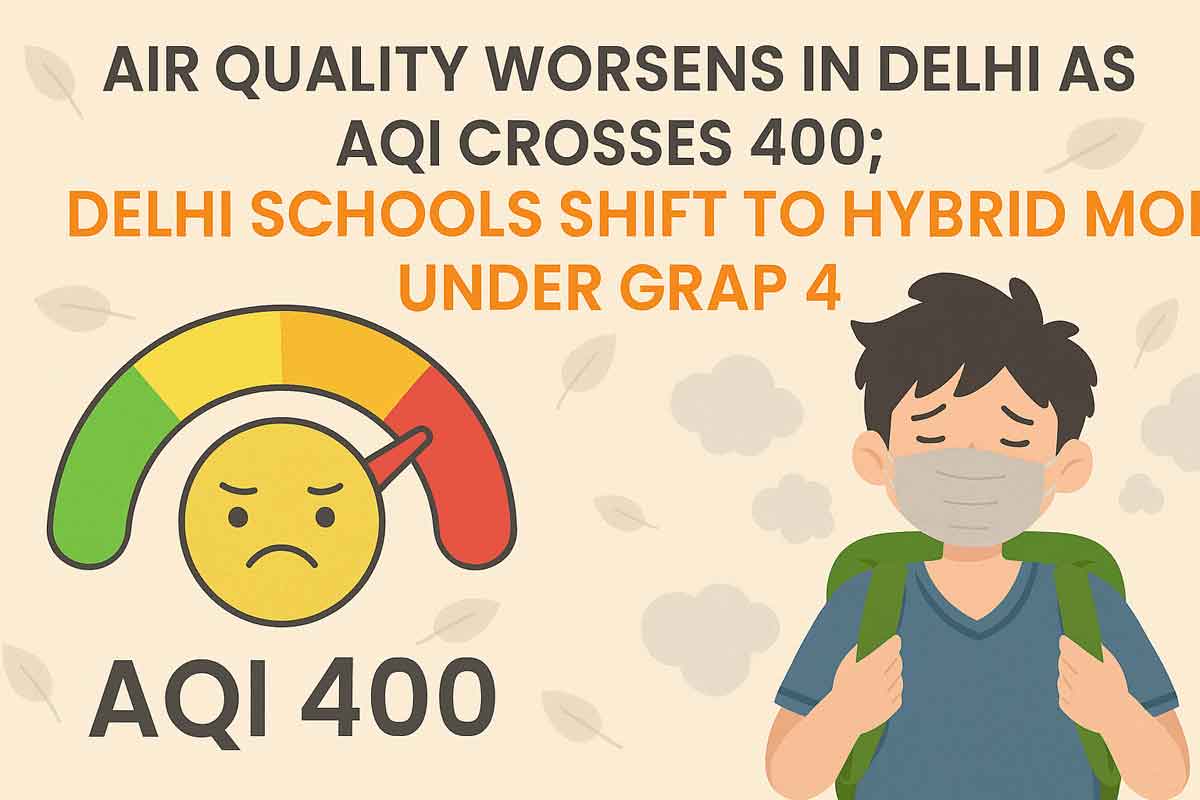 Air quality worsens in Delhi as AQI Crosses 400; Delhi schools shift to hybrid mode under GRAP 4