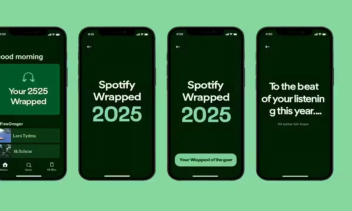 Steps showing how to check Spotify Wrapped 2025 inside the Spotify app