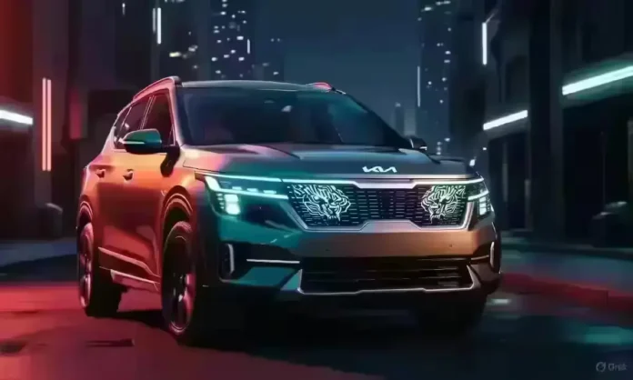2026 Kia Seltos India launch showing new Digital Tiger Face design and SUV stance