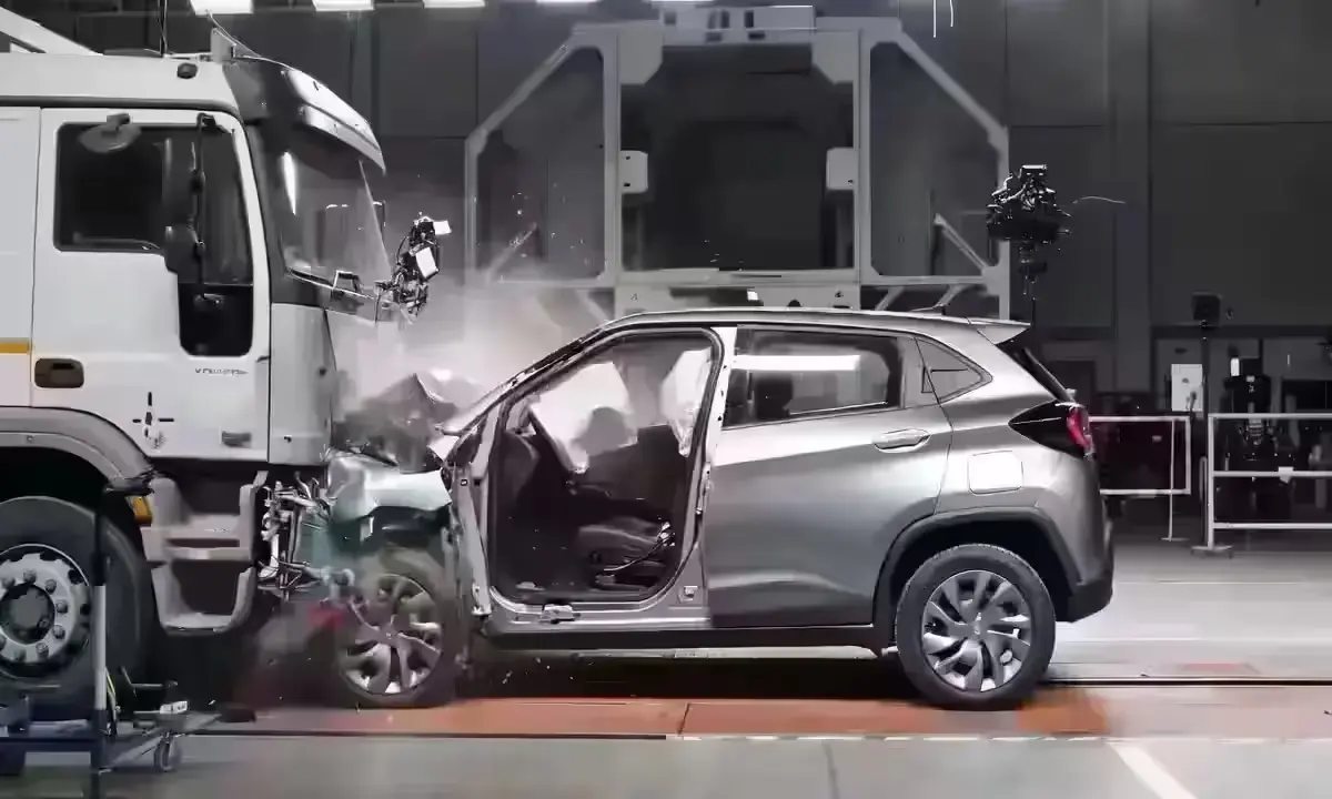 Tata Punch facelift crash test against truck